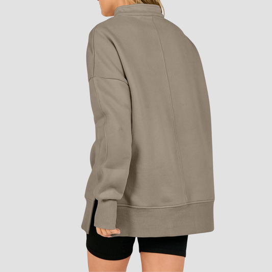 Wholesale Half-Zip Pullover Sweatshirt – Fashionable Side Slit Sportswear