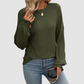 Wholesale Women's Ribbed Long Sleeve T-Shirt – Loose Ruffle-Sleeve Top