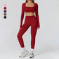 Seamless Long Sleeve Sports Top + hoch taillierte Leggings 2-teilige Leggings