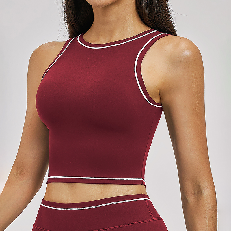 Wholesale contrasting sleeveless fitness yoga tops
