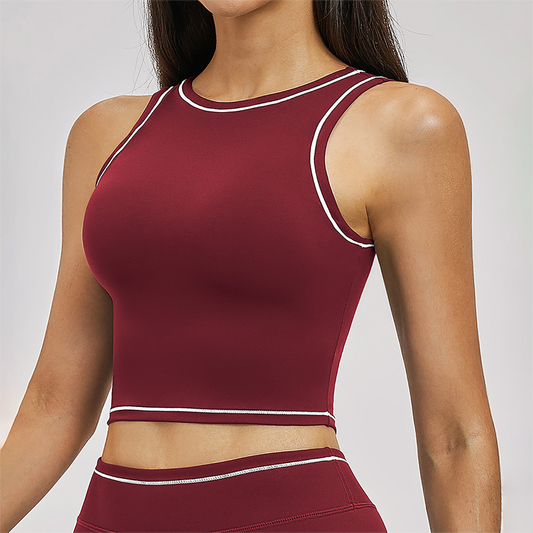 Wholesale contrasting sleeveless fitness yoga tops