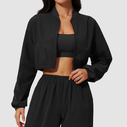 Wholesale Women's UPF50+ Sun-Protection Cropped Zip-Up Jacket – Cool-Touch Stand Collar Athletic Jacket