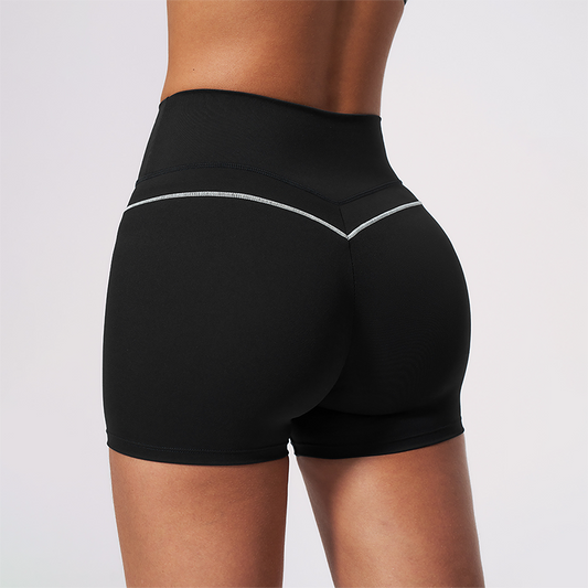 Wholesale Women's Brushed Yoga Shorts – Colorblock Tummy Control Butt Lift