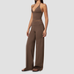 Wholesale Deep V Halter Neck Sweat-Wicking Breathable Fashion Casual Flared Fitness Set