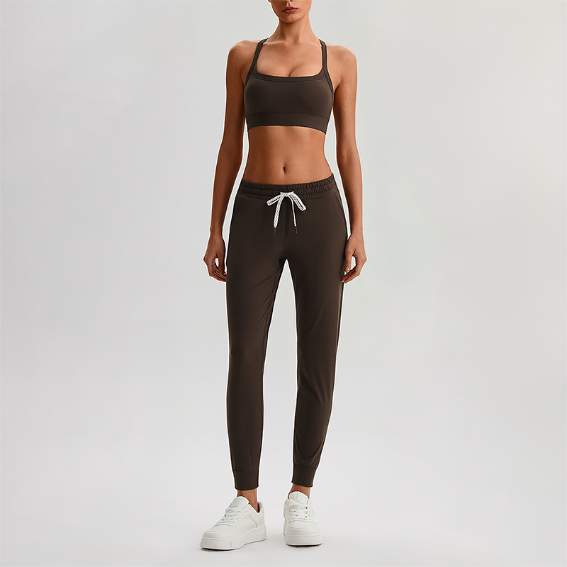 Wholesale Naked-Feel Open-Back Sports Bra & High-Waist Jogger Pants Set – Sculpting Yoga 2-Piece