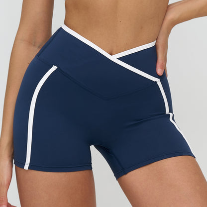 Women's contrasting color high-waisted athletic shorts