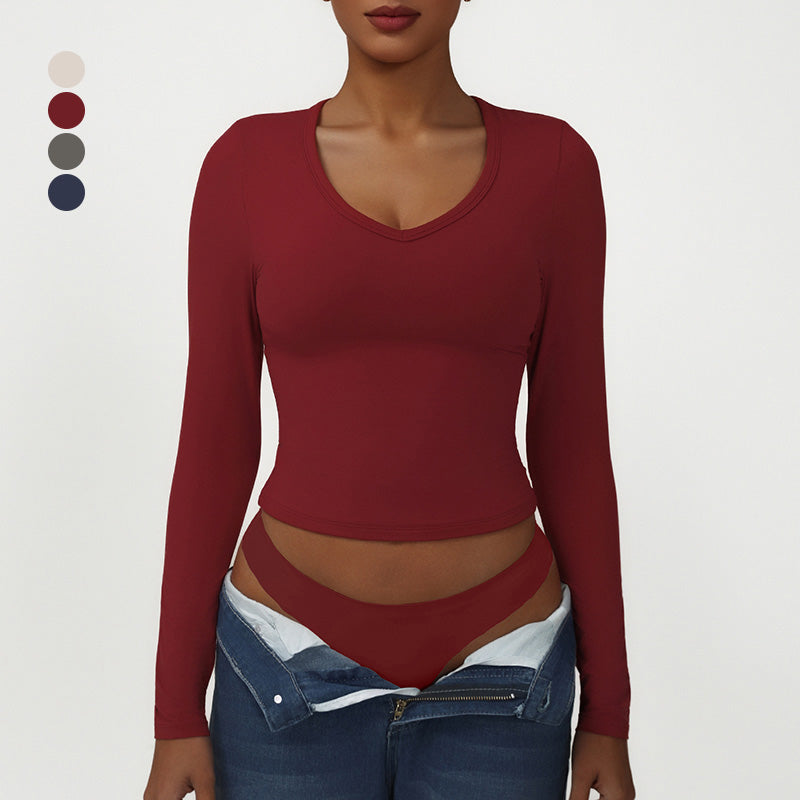 Snug-Fit V-Neck Long Sleeve