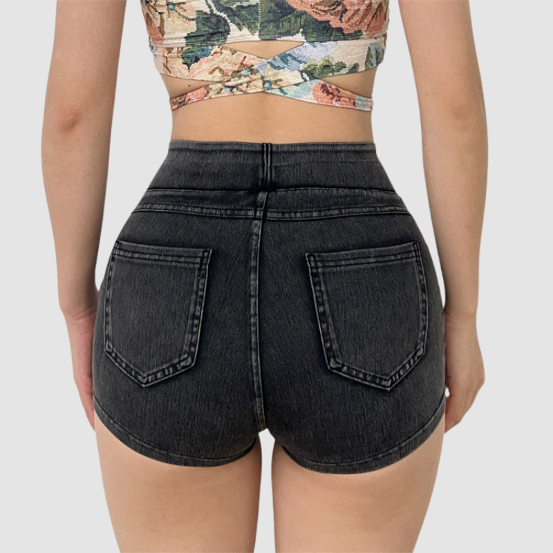 Wholesale High Waist Butt-Lifting Denim Yoga Shorts