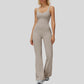 Cross-over back flared jumpsuit