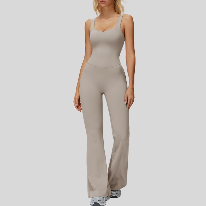 Cross-over back flared jumpsuit