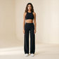 Wholesale Women's Brushed Fabric Sports Bra and Wide-Leg Pants Set