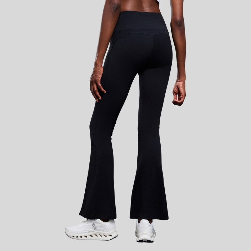 High-waisted flared slit pants