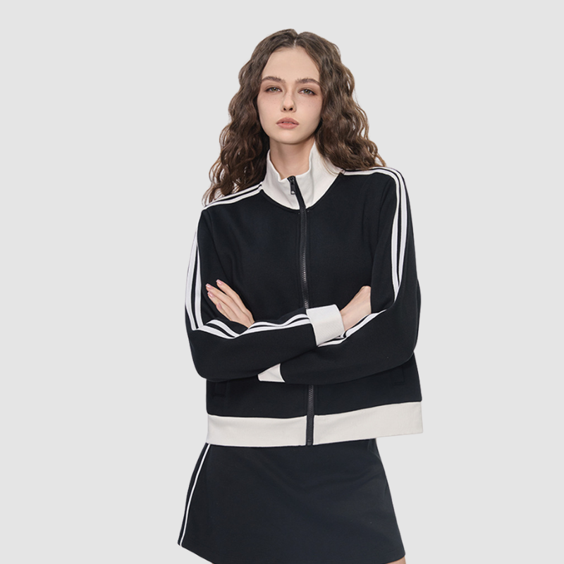 Wholesale Zippered contrasting stand up collar | Wonderxfans bulk activewear