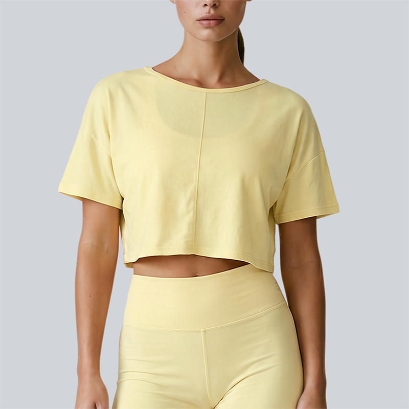 Wholesale Women's Open-Back Short Sleeve T-Shirt - Pilates Bare-Feel Fitness Top