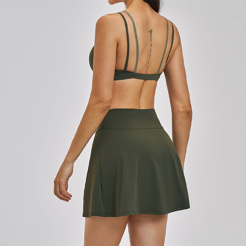 Naked and beautiful back bra + anti glare two-piece skirt 2-piece set