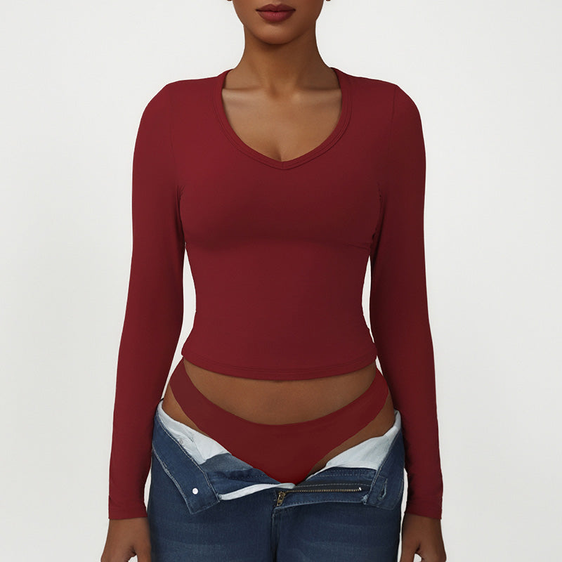Snug-Fit V-Neck Long Sleeve
