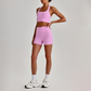 Wholesale Cross-Back Sports Bra & High-Waist Biker Shorts Set – Naked-Feel Quick-Dry Yoga 2-Piece