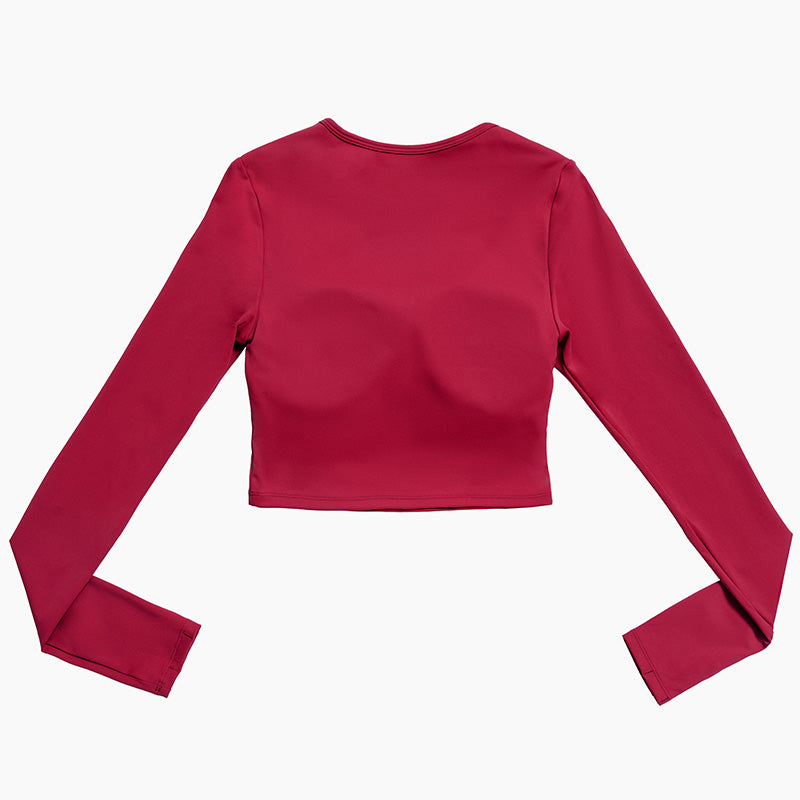 V-neck long-sleeved top with removable bra pads