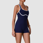 Wholesale Women's Contrast Color Sleeveless Yoga Jumpsuit – Built-In Chest Pad Tennis Fitness