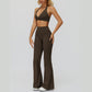 Halter sports bra+High waisted flared pants 2-piece set