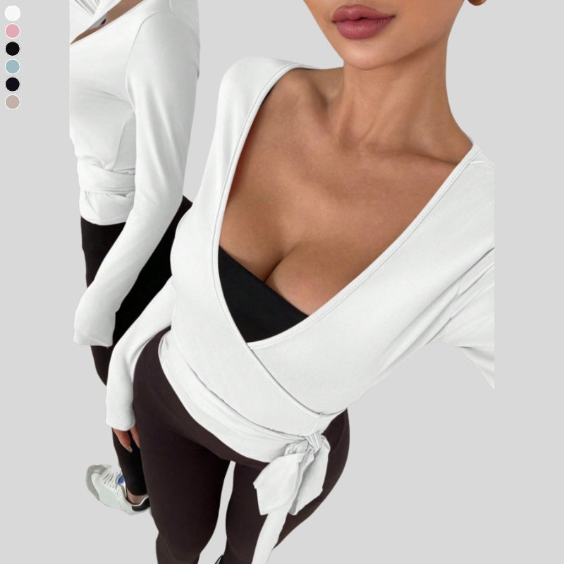 Women's slim fit top with long sleeves and straps