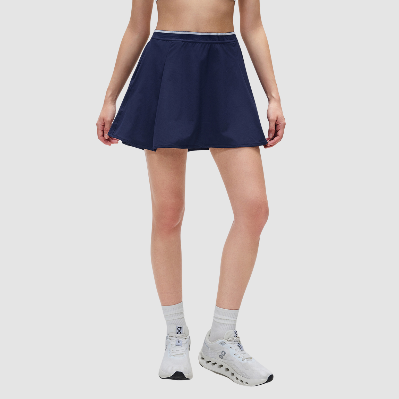 Wholesale Color-Blocked Faux Two-Piece Yoga Tennis A-Line Skirt