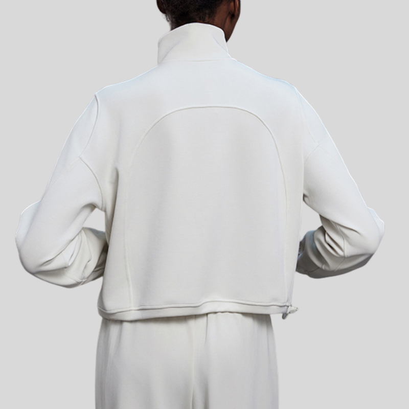 Half-zip stand collar drawstring sports top