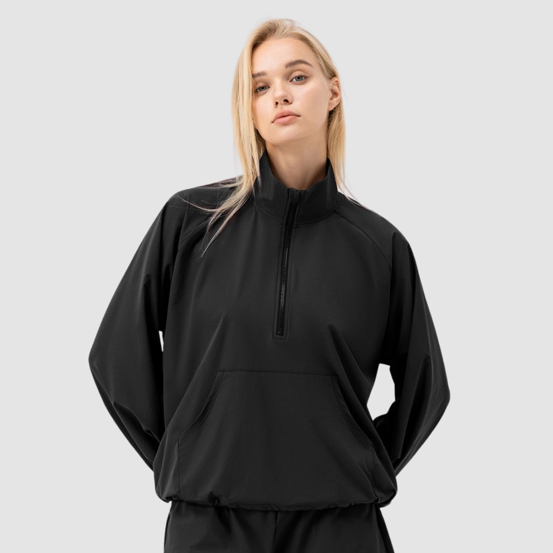 Wholesale Women's Loose Stand-Collar Half-Zip Sports Pullover