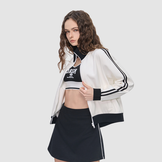 Wholesale Zippered contrasting stand up collar | Wonderxfans bulk activewear