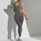 Women's seamless leopard print halter jumpsuit