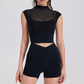 Sexy mesh belt breast pad running speed drying sports bra
