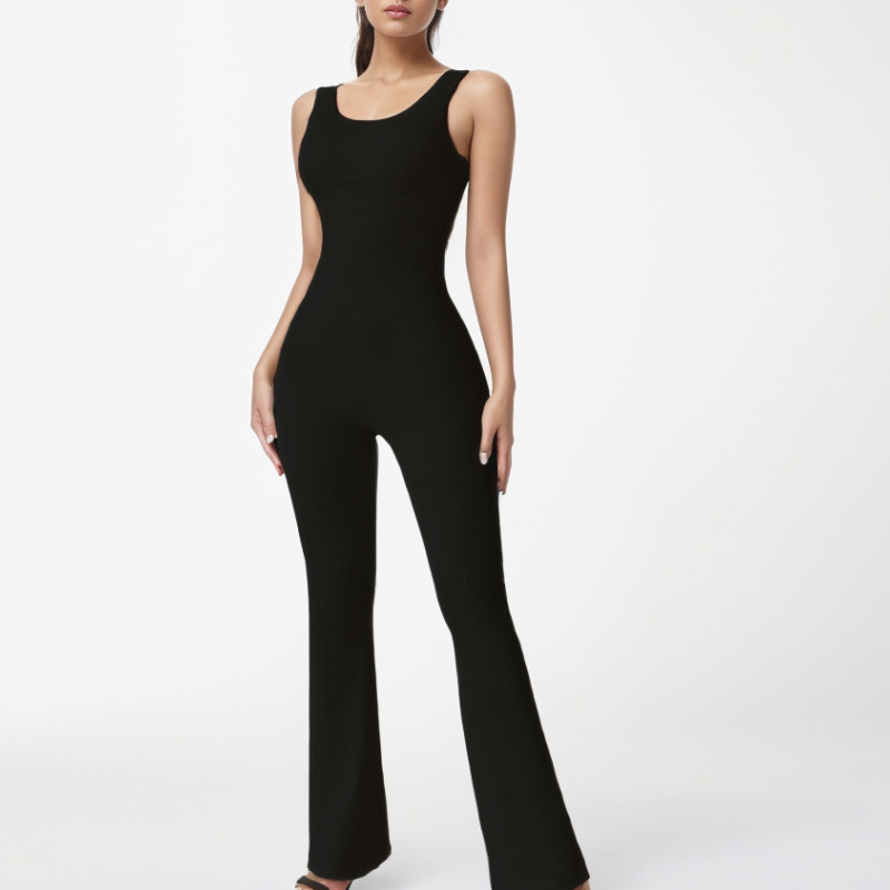 U-neck vest, flared pants, yoga jumpsuit
