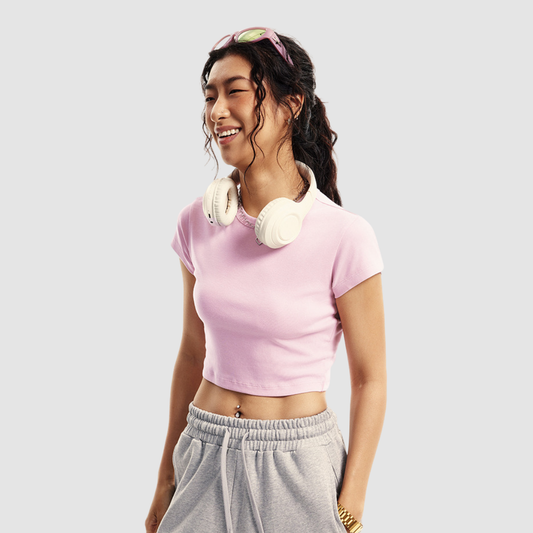 Wholesale Cropped Cotton-Spandex Tee – Vintage Streetwear Short Sleeve