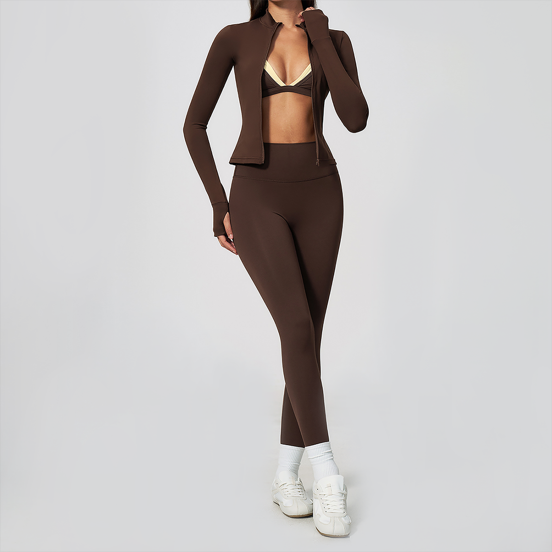 Wholesale 3-Piece Yoga Set – Cardigan & Bra & Leggings Fitness Outfit set