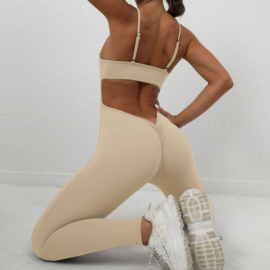 Wholesale Solid color suspender sports jumpsuit | Wonderxfans bulk activewear
