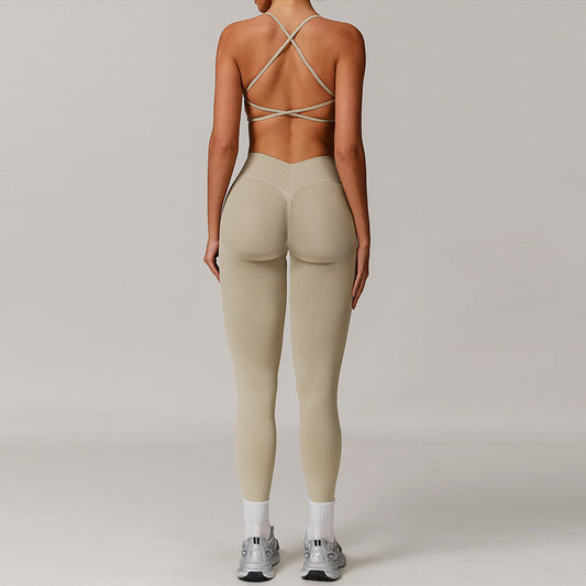 Seamless yoga bra + high waist leggings 2-piece set
