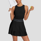 Wholesale Women's Contrast Pleated Tennis Dress with Chest Pads – One-piece tennis dress with built-in chest pads