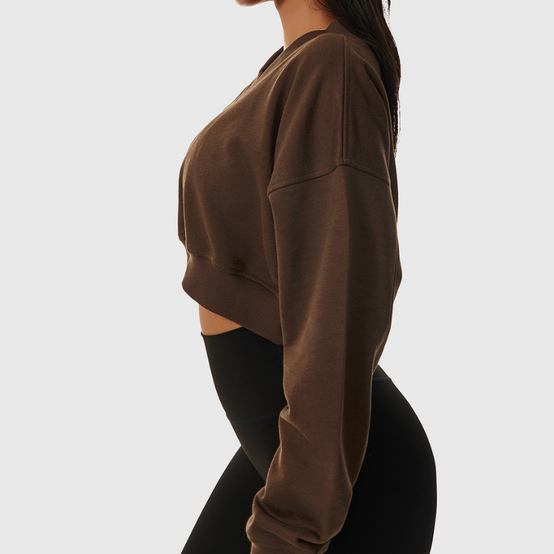 Wholesale Women's Oversized Long Sleeve V-Neck Athletic Sweatshirt – Casual Fitness Pullover