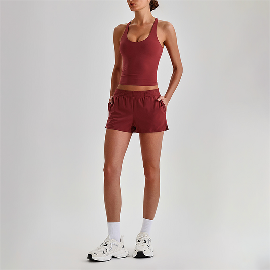 Wholesale Naked-Feel Racerback Sports Bra & High-Waist Biker Shorts Set – Sculpting Yoga 2-Piece