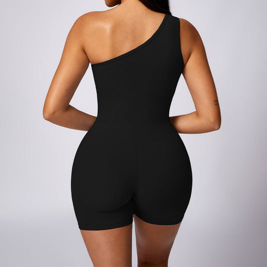 Wholesale Oblique one-shoulder exercise fitness bodysuits | Wonderxfans bulk activewear