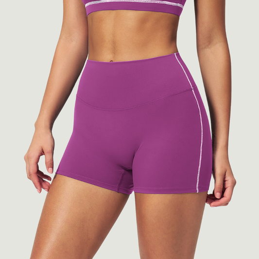 Wholesale Women's Seam-Detail Colorblock High-Waist Booty Shorts – Butt-Lifting Yoga Gym Activewear