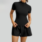 Wholesale Women's Mesh Yoga Set: Half-Zip Short Sleeve Top & Shorts