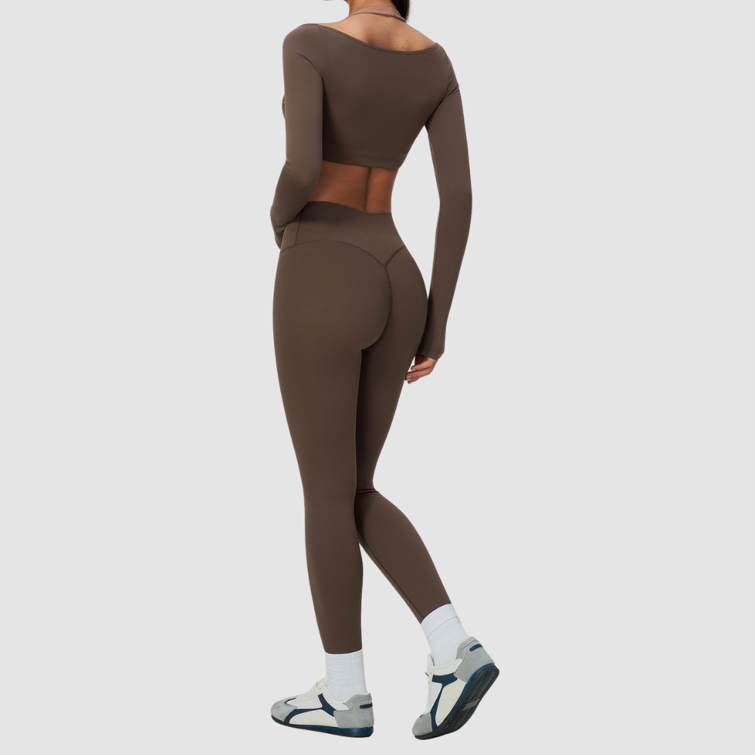 Wholesale Women's Brushed Long-Sleeve Top + Leggings Sports Set