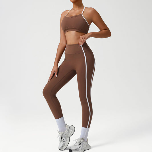 Wholesale Cross-Back Color-Blocked Bra + High-Waisted | Wonderxfans bulk activewear