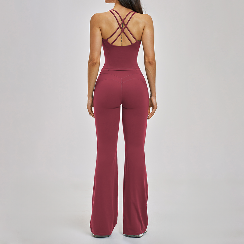 Wholesale Cross Back Tank Top+High Waist pant 2-piece Set