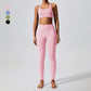 Removable padded sports bra + footed sports leggings 2-piece set