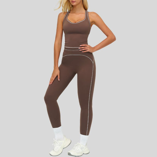 Wholesale Contrasting racerback tank top+High waisted | Wonderxfans bulk activewear