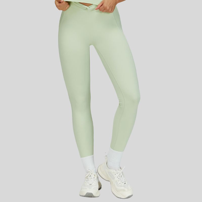 Pleated waistband sport leggings