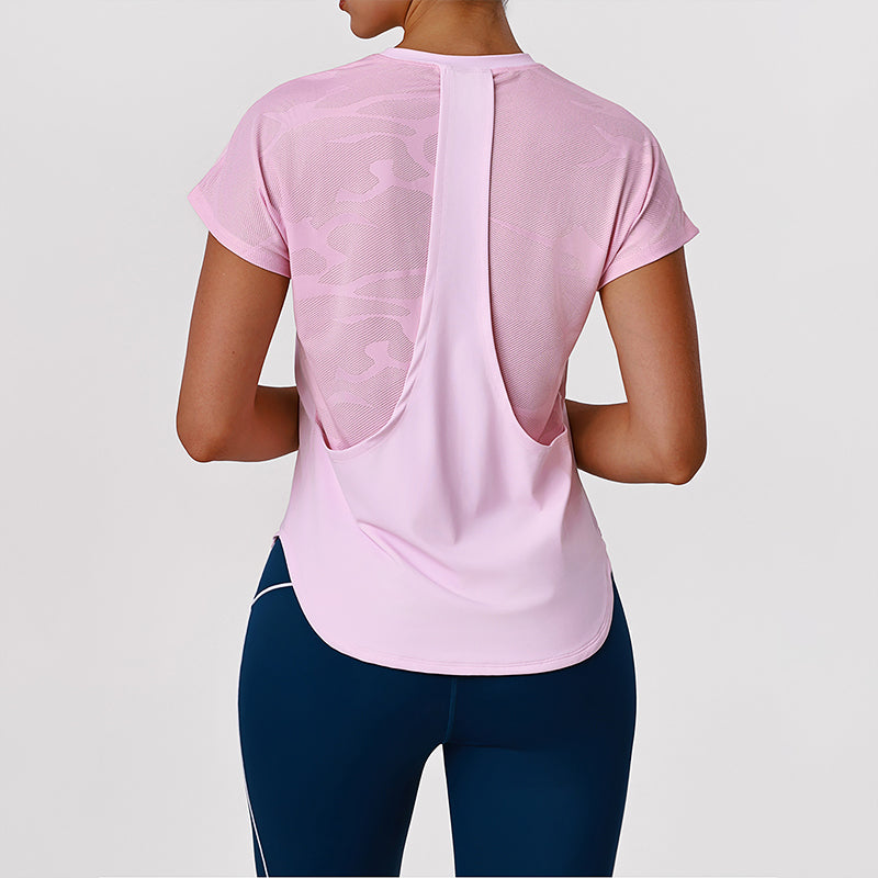 Wholesale breathable patterned athletic top T-shirt