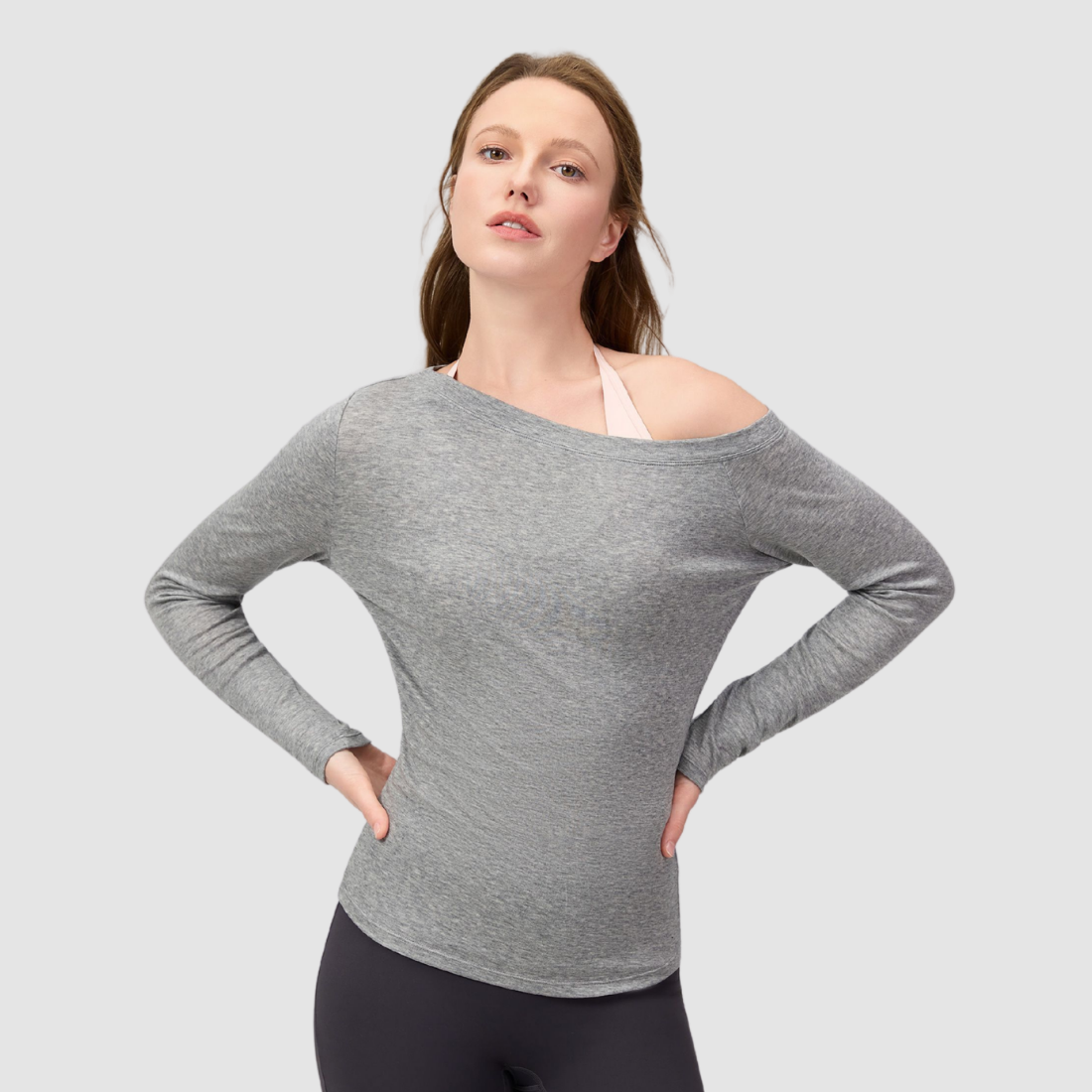 Wholesale Women's Lyocell Off-Shoulder Long-Sleeve Yoga Top